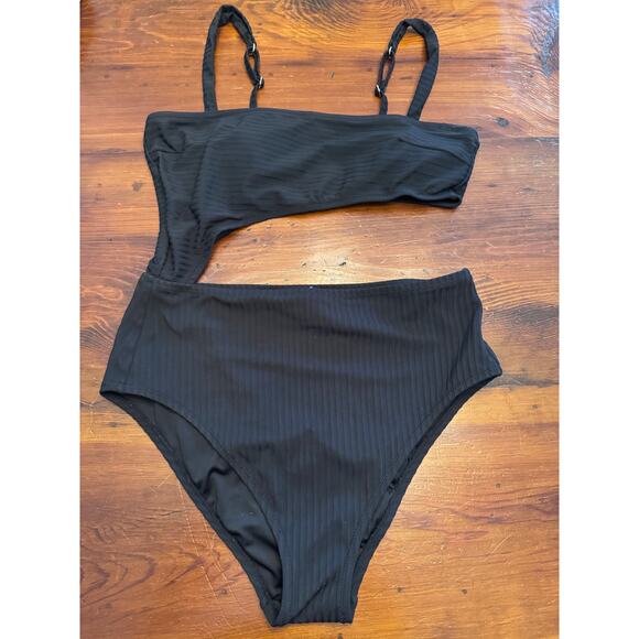 Shade Shore black one piece swimsuit cutouts sz M - Picture 1 of 8